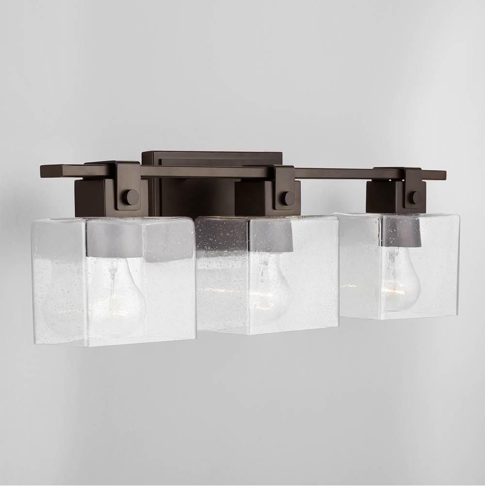 Capital Lighting 139134OR-498 Oil Rubbed Bronze 24'' W X 8'' H X 6'' E 3-light Vanity In Oil Rubbed Bronze With Clear Seeded Glass Shades - Barn Door Farmhouse Style Image 5