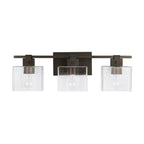 Capital Lighting 139134OR-498 Oil Rubbed Bronze 24'' W X 8'' H X 6'' E 3-light Vanity In Oil Rubbed Bronze With Clear Seeded Glass Shades - Barn Door Farmhouse Style Image 4