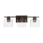 Capital Lighting 139134OR-498 Oil Rubbed Bronze 24'' W X 8'' H X 6'' E 3-light Vanity In Oil Rubbed Bronze With Clear Seeded Glass Shades - Barn Door Farmhouse Style Image 3