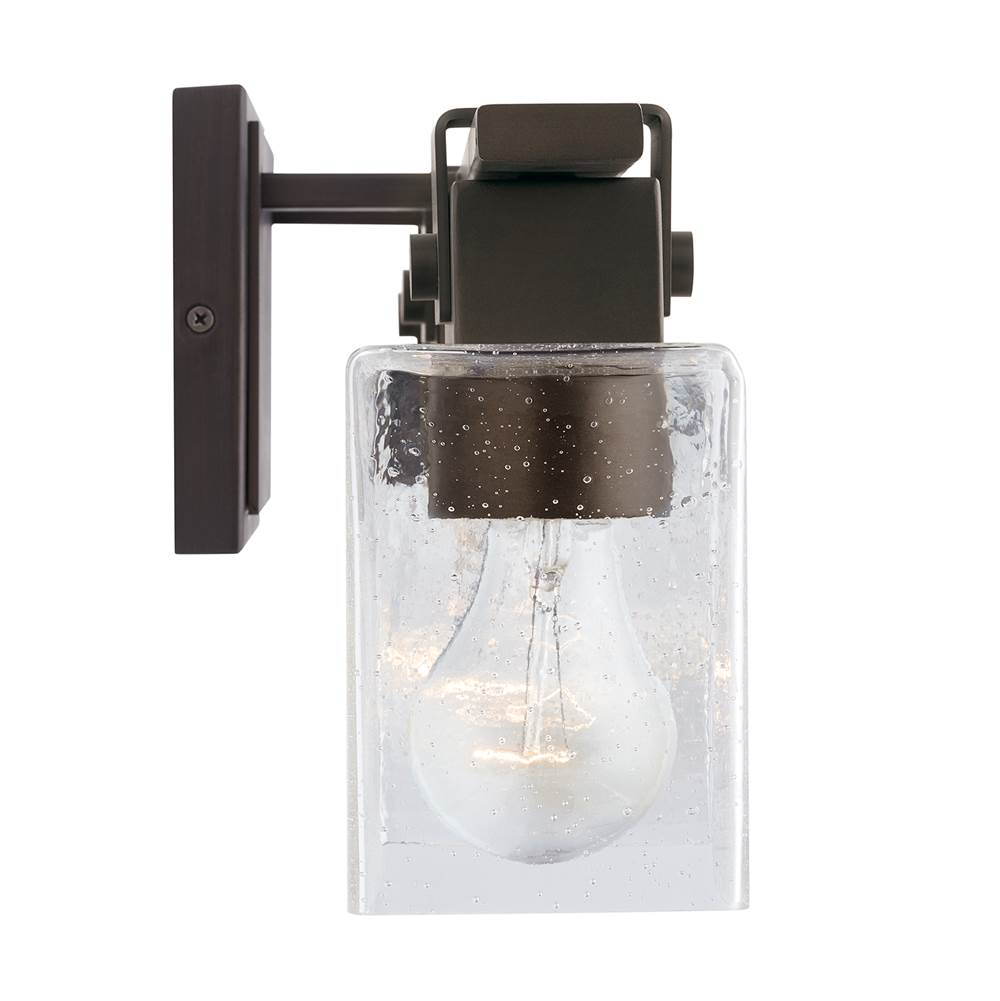 Capital Lighting 139134OR-498 Oil Rubbed Bronze 24'' W X 8'' H X 6'' E 3-light Vanity In Oil Rubbed Bronze With Clear Seeded Glass Shades - Barn Door Farmhouse Style Image 2