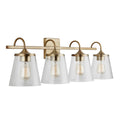 Capital Lighting 139142AD-496 Aged Brass 33'' W X 10.5'' H X 9'' E 4-light Vanity In Aged Brass With Clear Seeded Cone Glass Shades Image 1