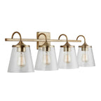 Capital Lighting 139142AD-496 Aged Brass 33'' W X 10.5'' H X 9'' E 4-light Vanity In Aged Brass With Clear Seeded Cone Glass Shades Image 1