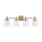 Capital Lighting 139142AD-496 Aged Brass 33'' W X 10.5'' H X 9'' E 4-light Vanity In Aged Brass With Clear Seeded Cone Glass Shades Image 4