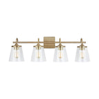 Capital Lighting 139142AD-496 Aged Brass 33'' W X 10.5'' H X 9'' E 4-light Vanity In Aged Brass With Clear Seeded Cone Glass Shades Image 3