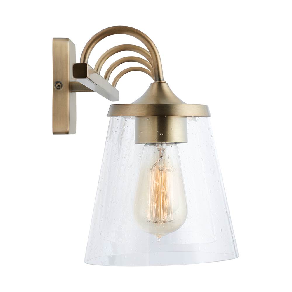 Capital Lighting 139142AD-496 Aged Brass 33'' W X 10.5'' H X 9'' E 4-light Vanity In Aged Brass With Clear Seeded Cone Glass Shades Image 2
