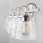 Capital Lighting Jayne 33'' W X 10.5'' H X 9'' E 4-light Vanity In Aged Brass With Clear Seeded Cone Glass Shades