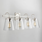 Capital Lighting 139142BN-496 Brushed Nickel 33'' W X 10.5'' H X 9'' E 4-light Vanity In Brushed Nickel With Clear Seeded Cone Glass Shades Image 5