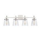 Capital Lighting 139142BN-496 Brushed Nickel 33'' W X 10.5'' H X 9'' E 4-light Vanity In Brushed Nickel With Clear Seeded Cone Glass Shades Image 4