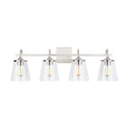 Capital Lighting 139142BN-496 Brushed Nickel 33'' W X 10.5'' H X 9'' E 4-light Vanity In Brushed Nickel With Clear Seeded Cone Glass Shades Image 3