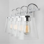 Capital Lighting Jayne 33'' W X 10.5'' H X 9'' E 4-light Vanity In Aged Brass With Clear Seeded Cone Glass Shades