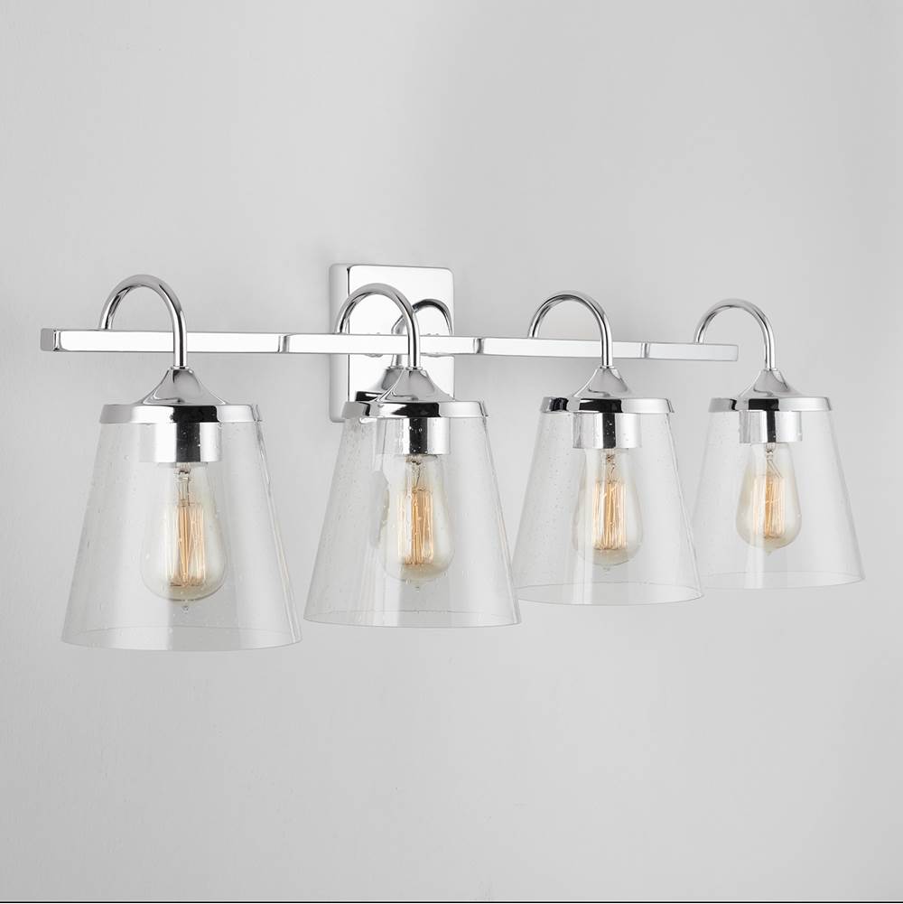 Capital Lighting 139142CH-496 Chrome 33'' W X 10.5'' H X 9'' E 4-light Vanity In Chrome With Clear Seeded Cone Glass Shades Image 5