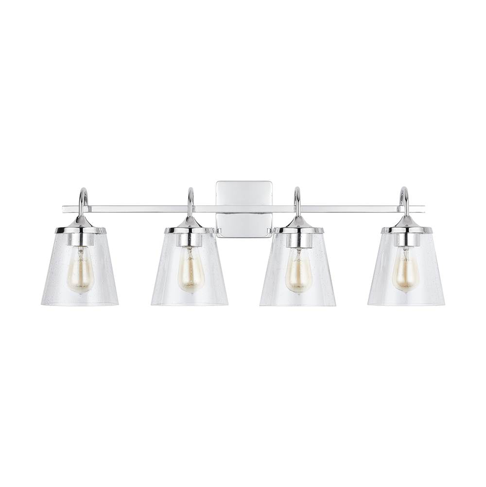 Capital Lighting 139142CH-496 Chrome 33'' W X 10.5'' H X 9'' E 4-light Vanity In Chrome With Clear Seeded Cone Glass Shades Image 4