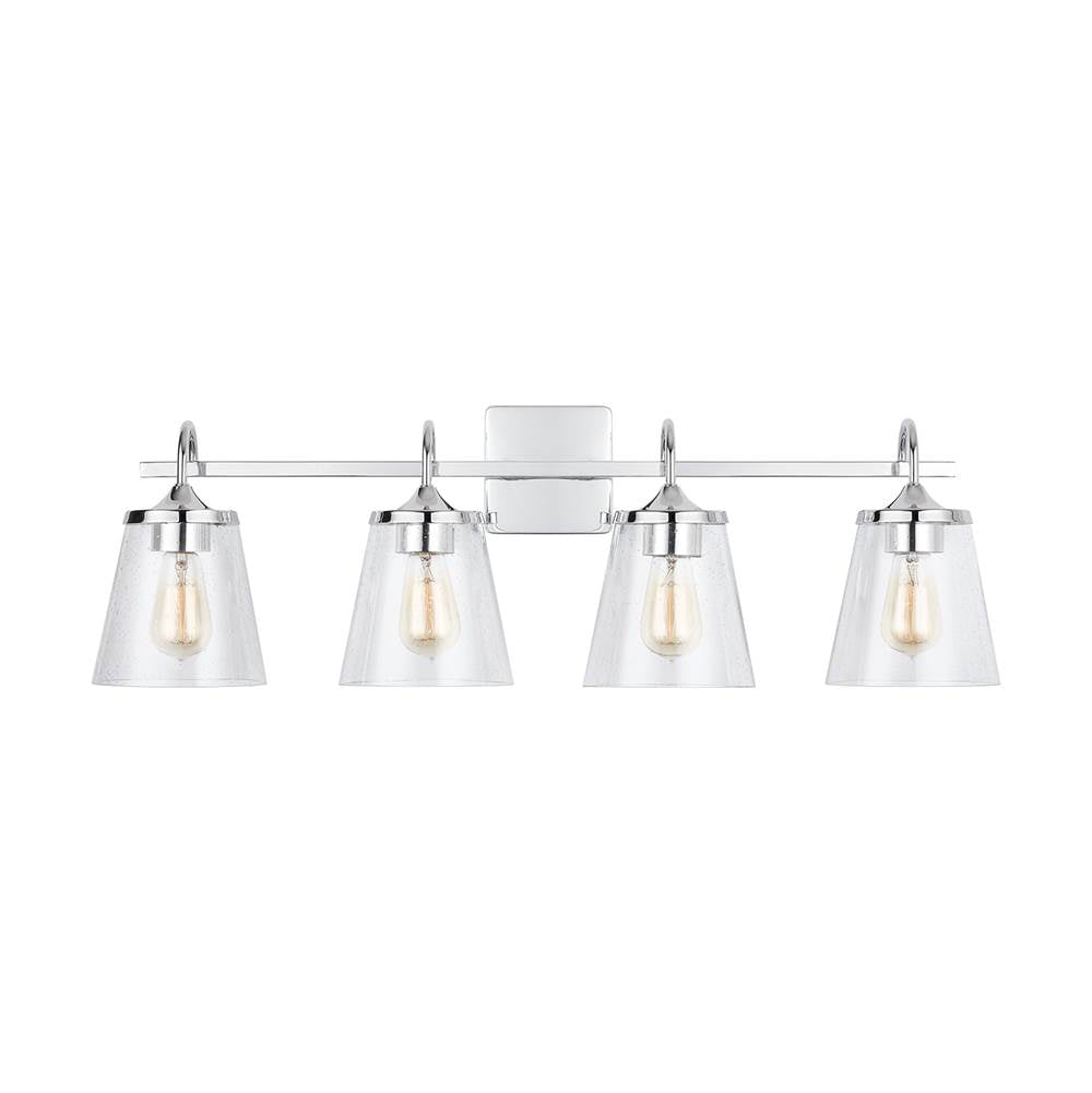 Capital Lighting 139142CH-496 Chrome 33'' W X 10.5'' H X 9'' E 4-light Vanity In Chrome With Clear Seeded Cone Glass Shades Image 3