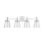 Capital Lighting 139142CH-496 Chrome 33'' W X 10.5'' H X 9'' E 4-light Vanity In Chrome With Clear Seeded Cone Glass Shades Image 3