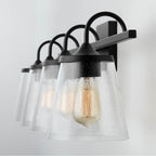 Capital Lighting Jayne 33'' W X 10.5'' H X 9'' E 4-light Vanity In Aged Brass With Clear Seeded Cone Glass Shades