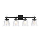 Capital Lighting 139142MB-496 Matte Black 33'' W X 10.5'' H X 9'' E 4-light Vanity In Matte Black With Clear Seeded Cone Glass Shades Image 3