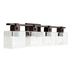 Capital Lighting 139144OR-498 Oil Rubbed Bronze 32.5'' W X 8'' H X 6'' E 4-light Vanity In Oil Rubbed Bronze With Clear Seeded Glass Shades - Barn Door Farmhouse Style Image 1