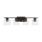 Capital Lighting 139144OR-498 Oil Rubbed Bronze 32.5'' W X 8'' H X 6'' E 4-light Vanity In Oil Rubbed Bronze With Clear Seeded Glass Shades - Barn Door Farmhouse Style Image 4