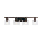 Capital Lighting 139144OR-498 Oil Rubbed Bronze 32.5'' W X 8'' H X 6'' E 4-light Vanity In Oil Rubbed Bronze With Clear Seeded Glass Shades - Barn Door Farmhouse Style Image 3