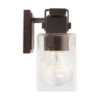 Capital Lighting 139144OR-498 Oil Rubbed Bronze 32.5'' W X 8'' H X 6'' E 4-light Vanity In Oil Rubbed Bronze With Clear Seeded Glass Shades - Barn Door Farmhouse Style Image 2