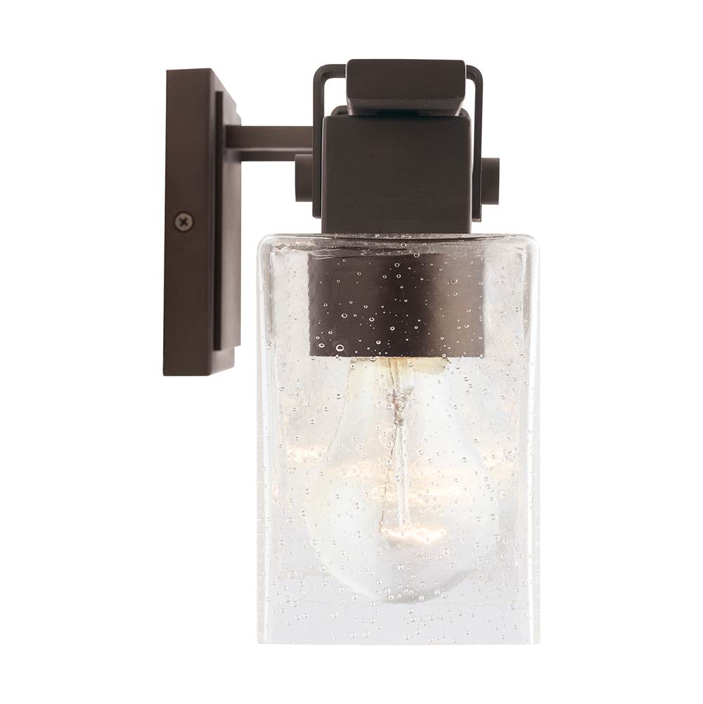 Capital Lighting 139144OR-498 Oil Rubbed Bronze 32.5'' W X 8'' H X 6'' E 4-light Vanity In Oil Rubbed Bronze With Clear Seeded Glass Shades - Barn Door Farmhouse Style Image 2