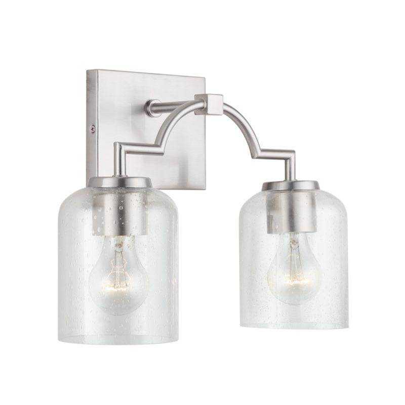 Capital Lighting 139321BN-500 Brushed Nickel 14'' W X 11'' H X 6.5'' E 2-light Clear Seeded Glass Vanity In Brushed Nickel Image 1