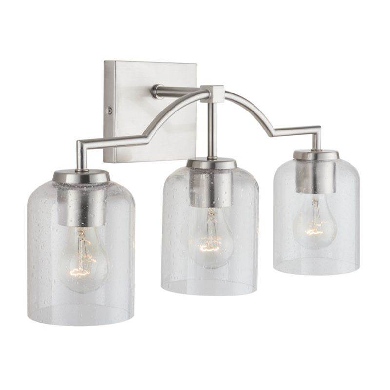 Capital Lighting Carter 22'' W X 11'' H X 6.5'' E 3-light Clear Seeded Glass Vanity In Brushed Nickel