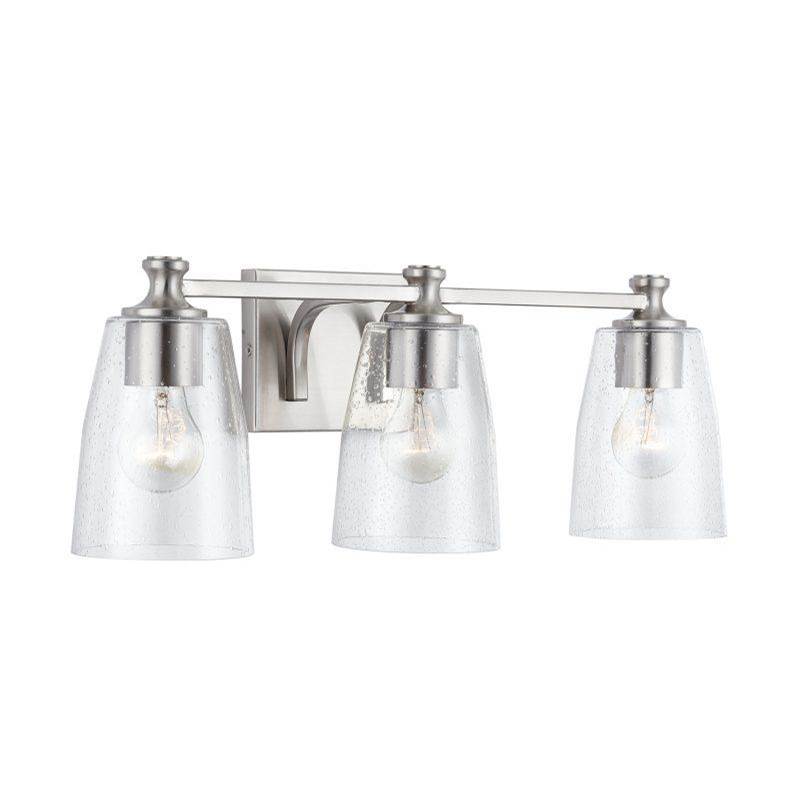 Capital Lighting 140931BN-506 Brushed Nickel 23'' W X 8.5'' H X 8'' E 3-light Clear Seeded Glass Vanity In Brushed Nickel Image 1