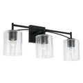 Capital Lighting Peyton 23'' W X 10'' H X 7'' E 3-light Vanity In Matte Black With Clear Seeded Glass