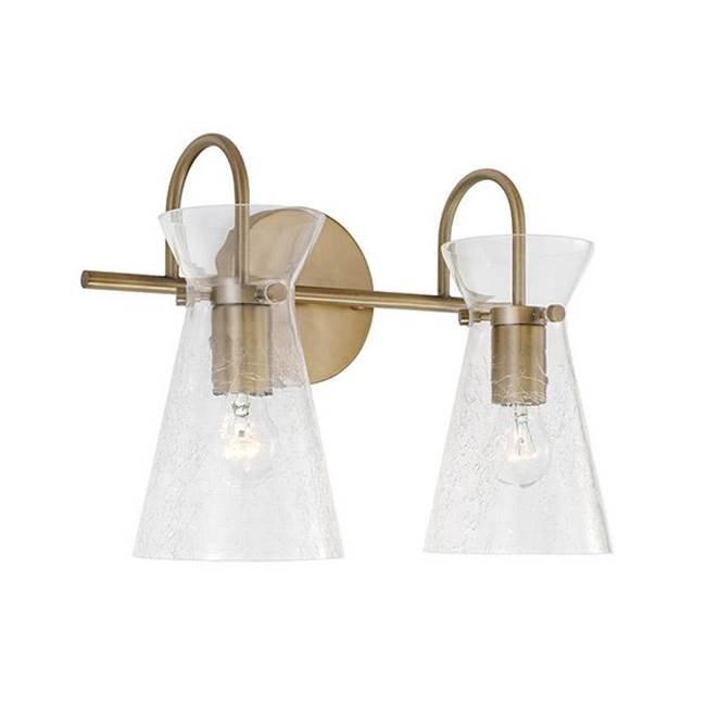 Capital Lighting 142421AD Aged Brass 14'' W X 11'' H 2-light Vanity In Aged Brass With Clear Half-crackle Glass Image 1