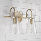 Capital Lighting 142421AD Aged Brass 14'' W X 11'' H 2-light Vanity In Aged Brass With Clear Half-crackle Glass Image 2