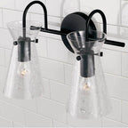 Capital Lighting 142421MB Matte Black 14'' W X 11'' H 2-light Vanity In Matte Black With Clear Half-crackle Glass Image 3