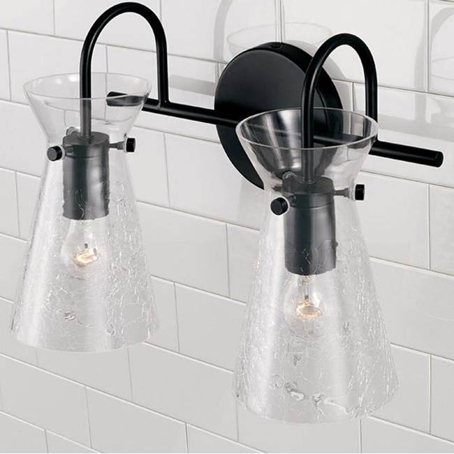 Capital Lighting 142421MB Matte Black 14'' W X 11'' H 2-light Vanity In Matte Black With Clear Half-crackle Glass Image 3