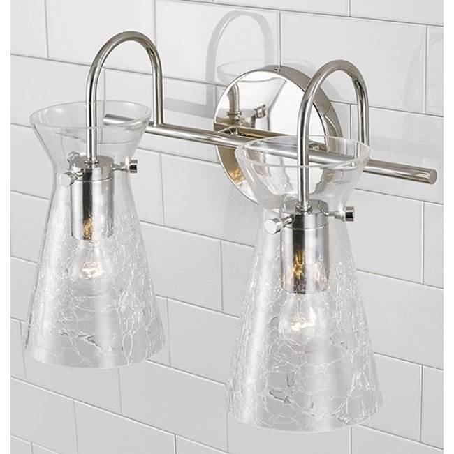 Capital Lighting 142421PN Polished Nickel 14'' W X 11'' H 2-light Vanity In Polished Nickel With Clear Half-crackle Glass Image 3