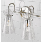 Capital Lighting 142421PN Polished Nickel 14'' W X 11'' H 2-light Vanity In Polished Nickel With Clear Half-crackle Glass Image 3