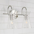 Capital Lighting 142421PN Polished Nickel 14'' W X 11'' H 2-light Vanity In Polished Nickel With Clear Half-crackle Glass Image 2