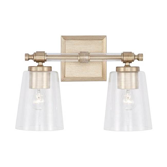 Capital Lighting Breigh 14'' W X 10'' H 2-light Vanity In Brushed Champagne With Acrylic Rod Accent