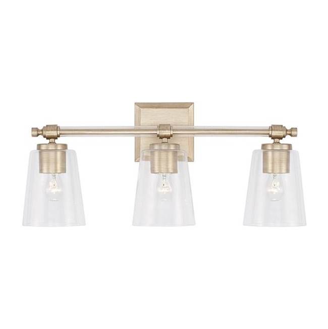 Capital Lighting Breigh 14'' W X 10'' H 3-light Vanity In Brushed Champagne With Acrylic Rod Accents