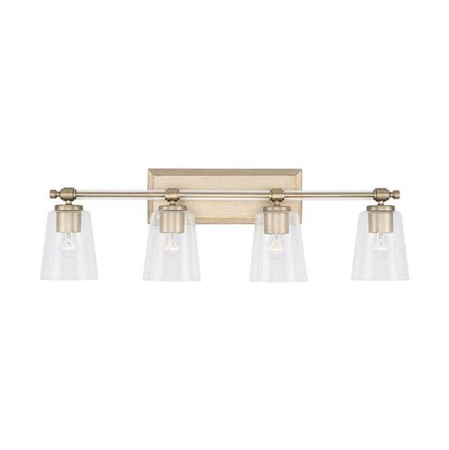 Capital Lighting Breigh 14'' W X 10'' H 4-light Vanity In Brushed Champagne With Acrylic Rod Accents
