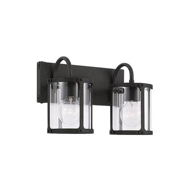 Capital Lighting 144921BI-527 Black Iron 15'' W X 9.5'' H 2-light Vanity In Black Iron With Clear Glass Image 1