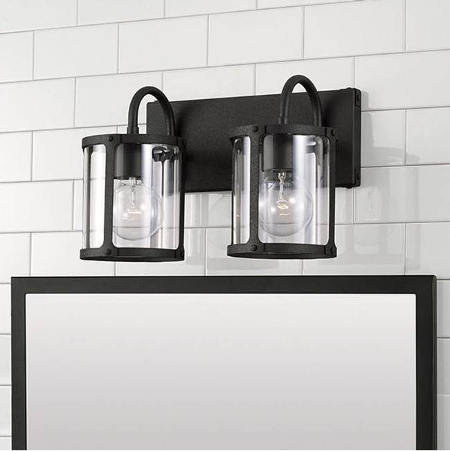 Capital Lighting 144921BI-527 Black Iron 15'' W X 9.5'' H 2-light Vanity In Black Iron With Clear Glass Image 2
