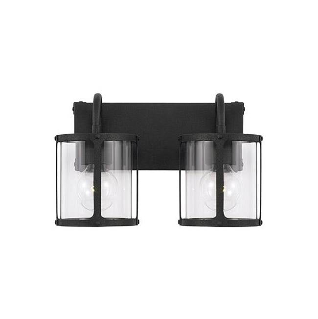 Capital Lighting Brennen 15'' W X 9.5'' H 2-light Vanity In Black Iron With Clear Glass