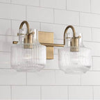Capital Lighting 145121AD Aged Brass 15'' W X 9'' H 2-light Vanity In Aged Brass With Clear Fluted Glass Image 2