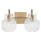 Capital Lighting Nyla 15'' W X 9'' H 2-light Vanity In Aged Brass With Clear Fluted Glass