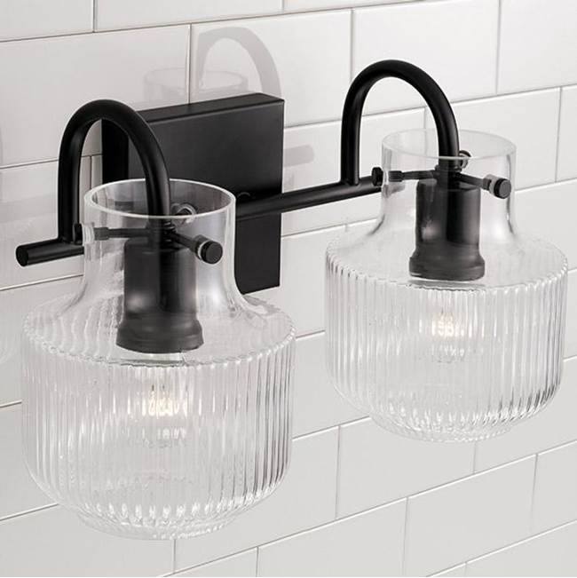 Capital Lighting 145121MB Matte Black 15'' W X 9'' H 2-light Vanity In Matte Black With Clear Fluted Glass Image 3