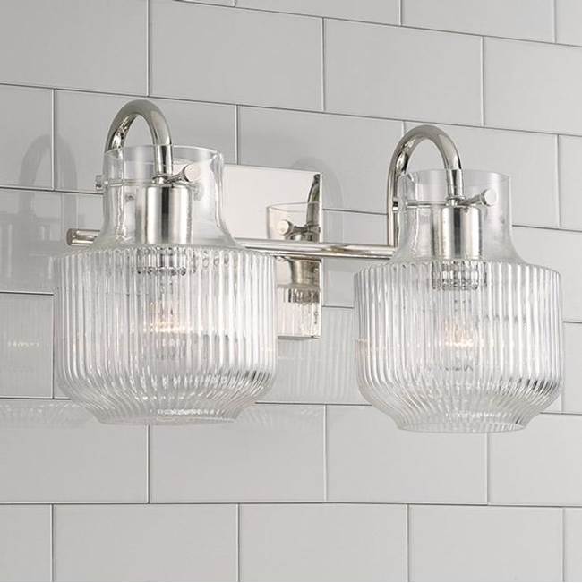 Capital Lighting 145121PN Polished Nickel 15'' W X 9'' H 2-light Vanity In Polished Nickel With Clear Fluted Glass Image 2