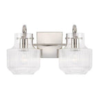 Capital Lighting Nyla 15'' W X 9'' H 2-light Vanity In Aged Brass With Clear Fluted Glass