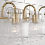Capital Lighting 145131AD Aged Brass 24'' W X 9'' H 3-light Vanity In Aged Brass With Clear Fluted Glass Image 3