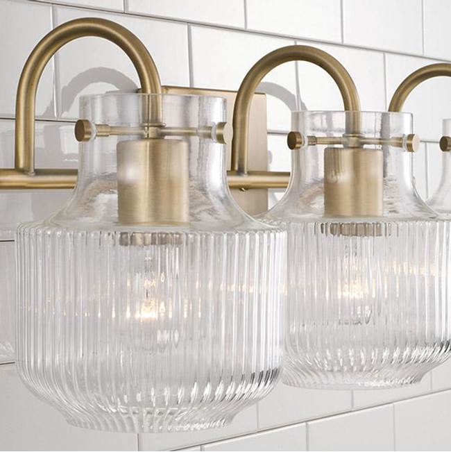 Capital Lighting 145131AD Aged Brass 24'' W X 9'' H 3-light Vanity In Aged Brass With Clear Fluted Glass Image 3