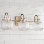 Capital Lighting 145131AD Aged Brass 24'' W X 9'' H 3-light Vanity In Aged Brass With Clear Fluted Glass Image 2